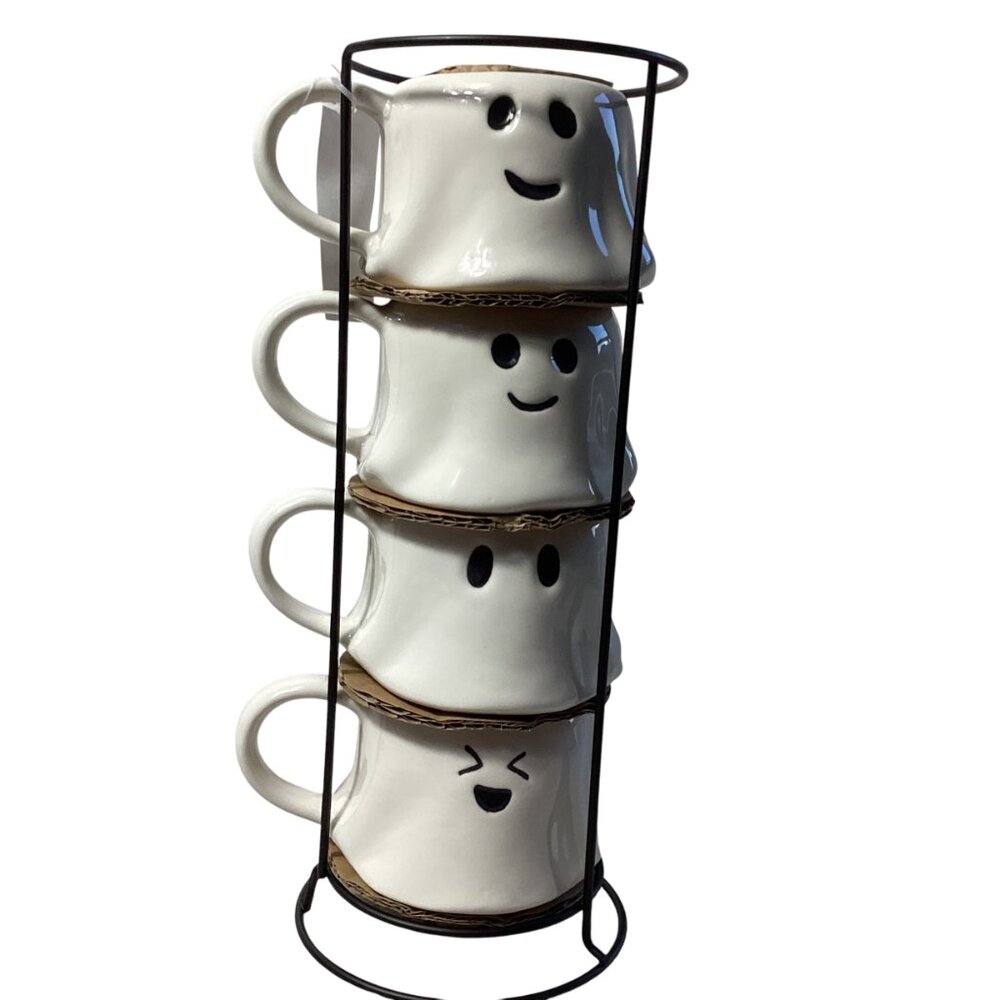 Way To Celebrate: Halloween Ghost Mug Stack Set of 4, 12.5 to 13 oz